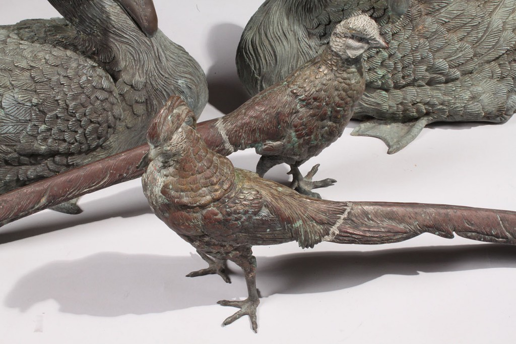 Lot 181: Pair Austrian Bronze Pheasants and Bronze Geese