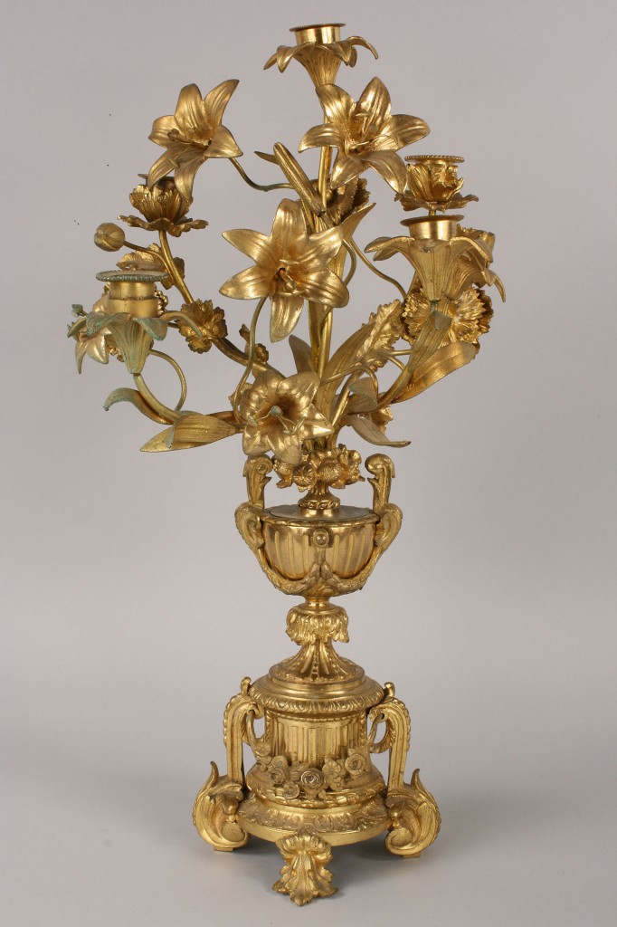 Lot 182: Pair of gilt bronze candelabra
