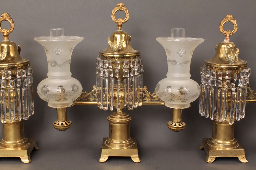 Lot 189: Suite of 3 Brass Argand lamps