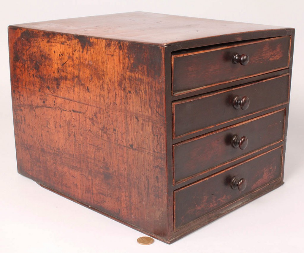 Lot 192: Small English Mahogany 4 Drawer Cabinet