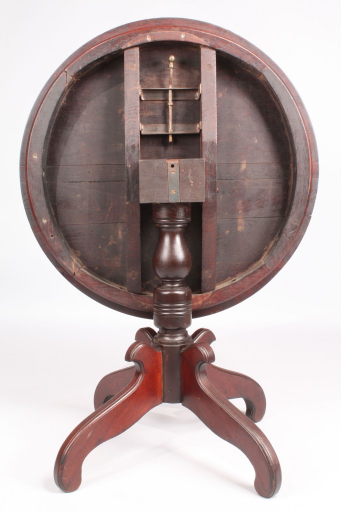 Lot 214: Tilt-top Walnut Table with Painted Compass Star