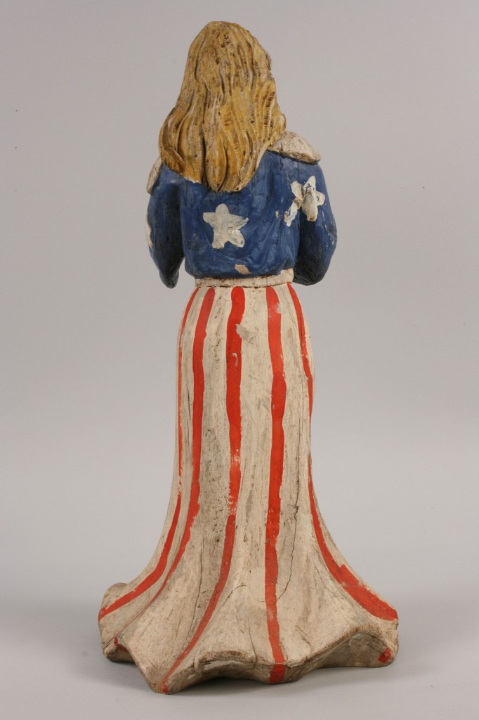 Lot 222: 2 Folk Art Wood Figures, Lady Liberty and Gazelle