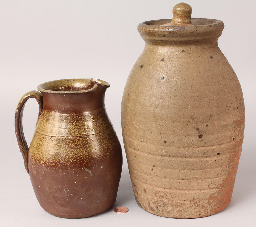 Lot 236: Middle TN Stoneware cream pitcher & jar