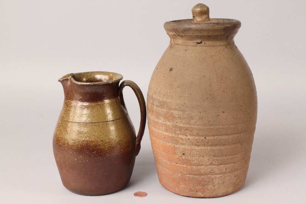 Lot 236: Middle TN Stoneware cream pitcher & jar