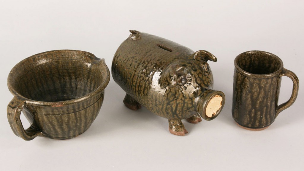 Lot 246: Lot of 3 Cleater Meaders Folk Pottery Items