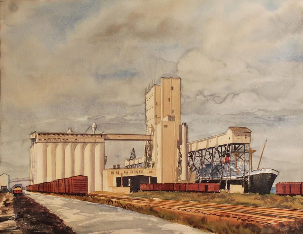 Lot 27: Kenneth Harris, Norfolk, VA Watercolor of Grain Ele