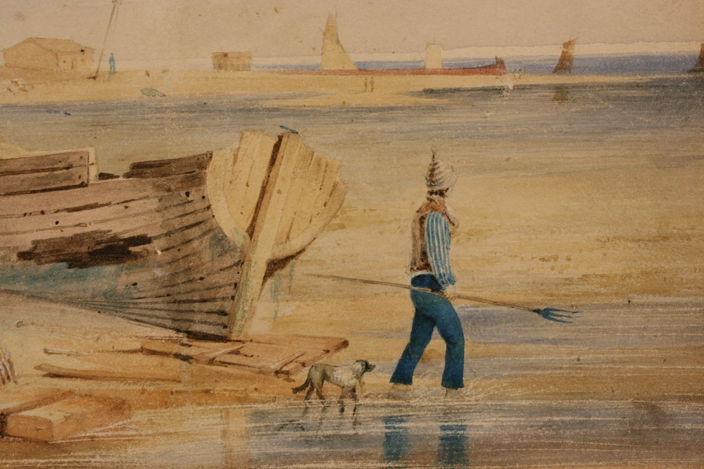 Lot 282: English marine watercolor, attr. Anthony Fielding