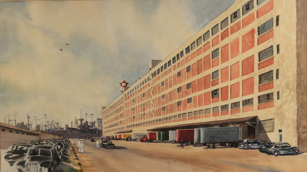 Lot 28: Norfolk, VA Watercolor, Naval Base, Kenneth Harris