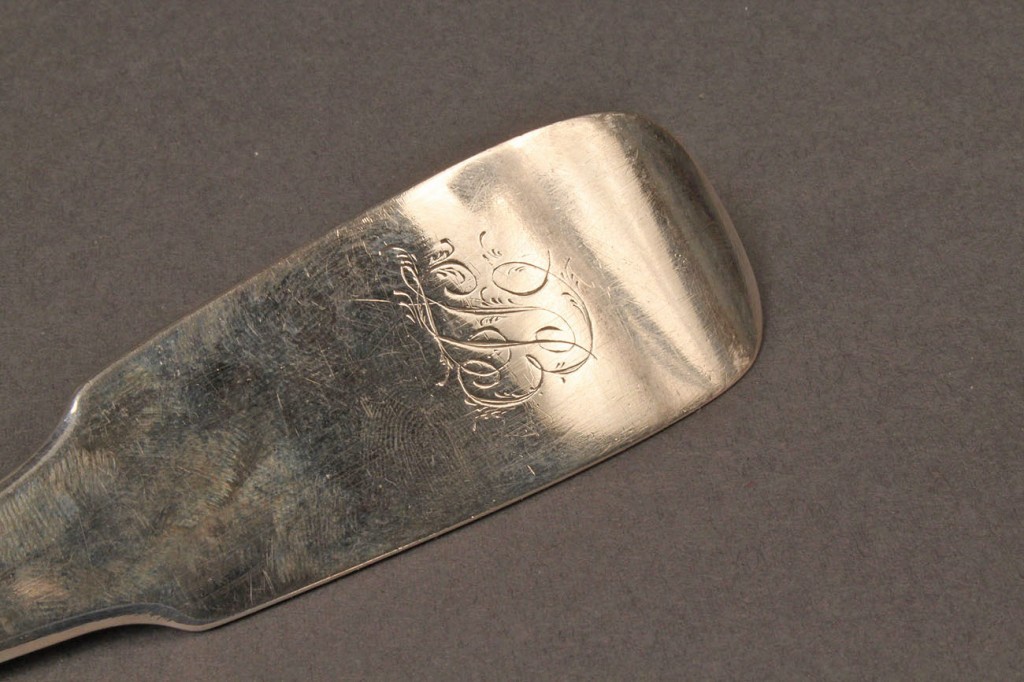 Lot 290: Coin silver soup or punch Ladle, A. Joubert