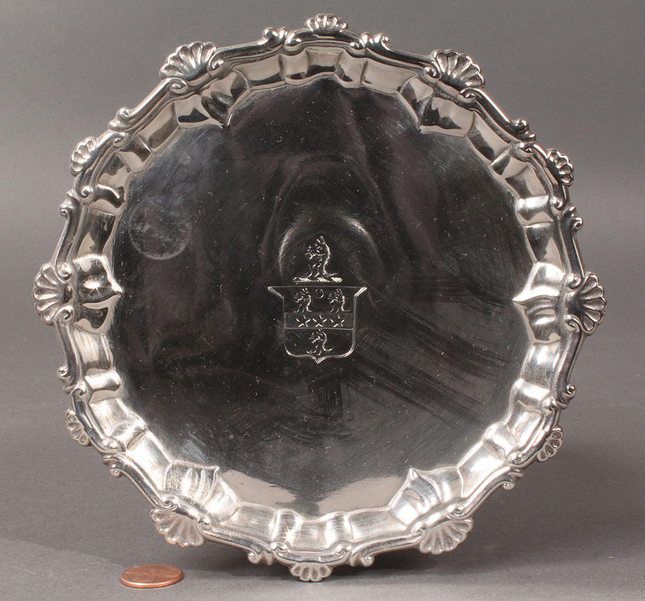 Lot 295: George III silver salver, Ebenezer Coker