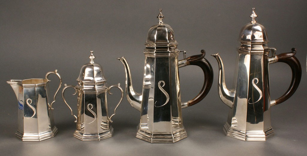 Lot 301: Baroque Style Silver Tea Service, 4 pcs.