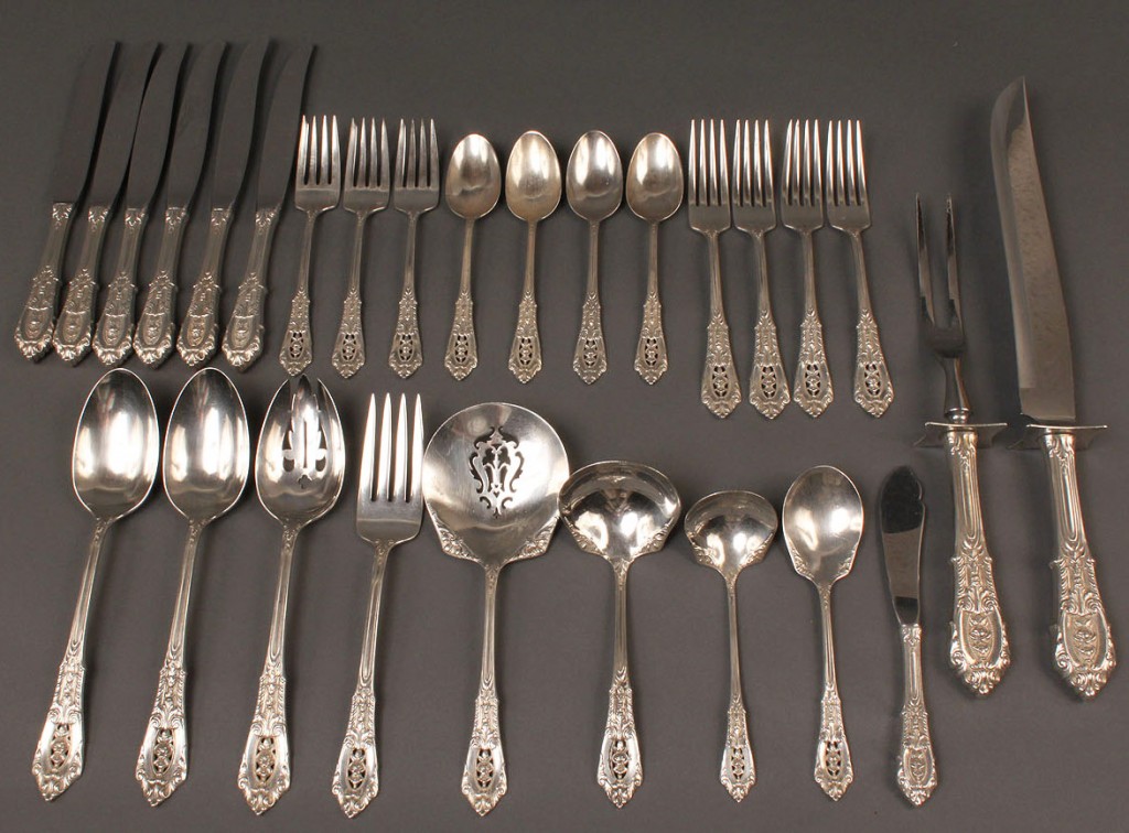 Lot 310: Wallace Rose Point Sterling Flatware, 28 pcs.