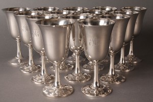 Lot 315: Wallace sterling silver goblets, set of 12 plus 2