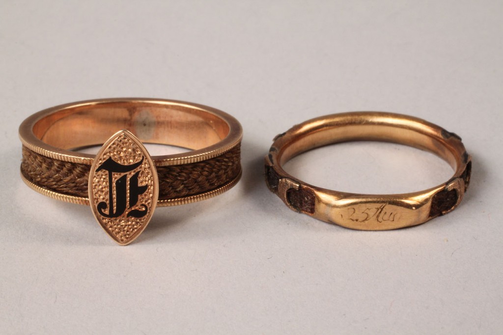 Lot 321: Two Victorian Hair Work mourning rings