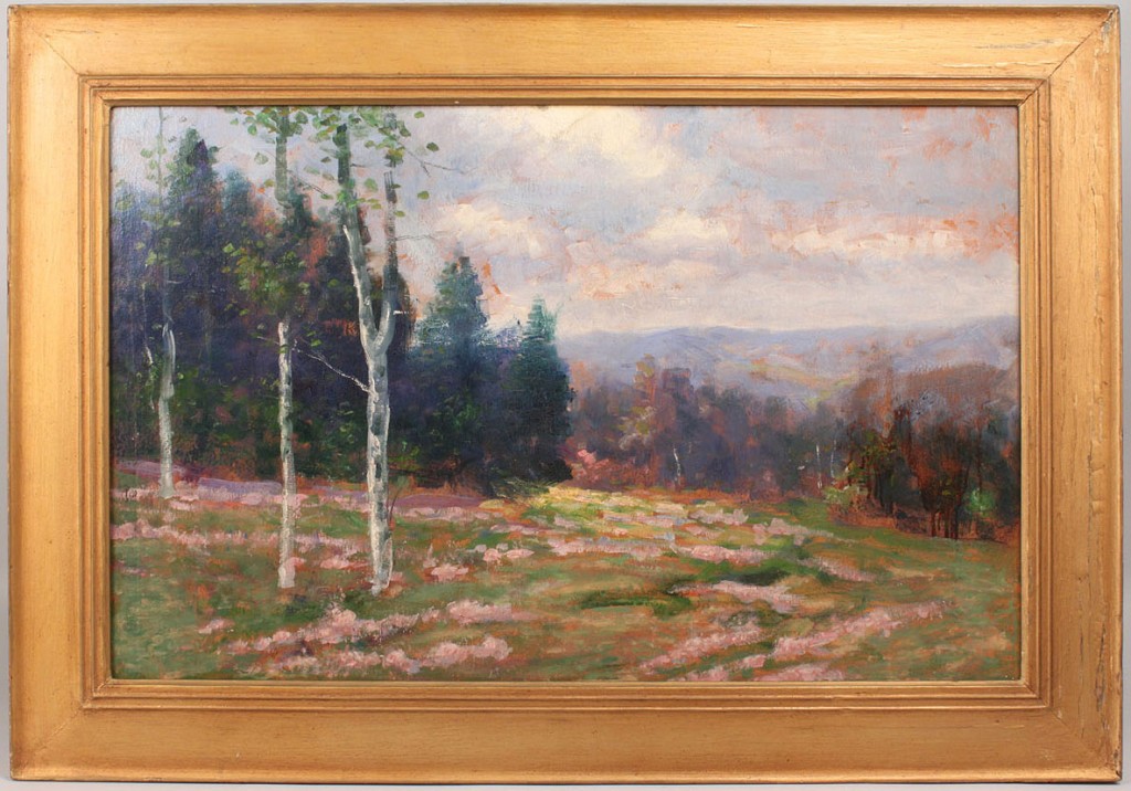 Lot 33: Tennessee Spring Landscape, early 20th c. oil on bo