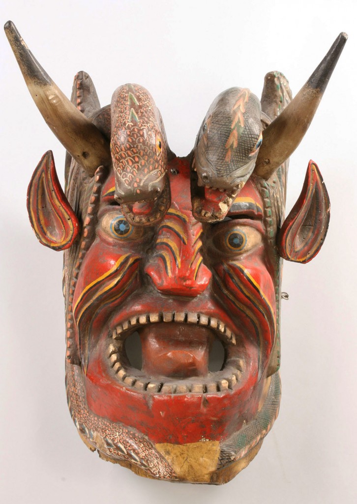 Lot 351: Large painted Mexican folk art Diablo mask