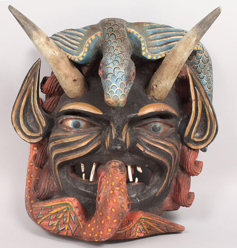 Lot 352: Large Mexican Folk Art Diablo Mask, Devil Form