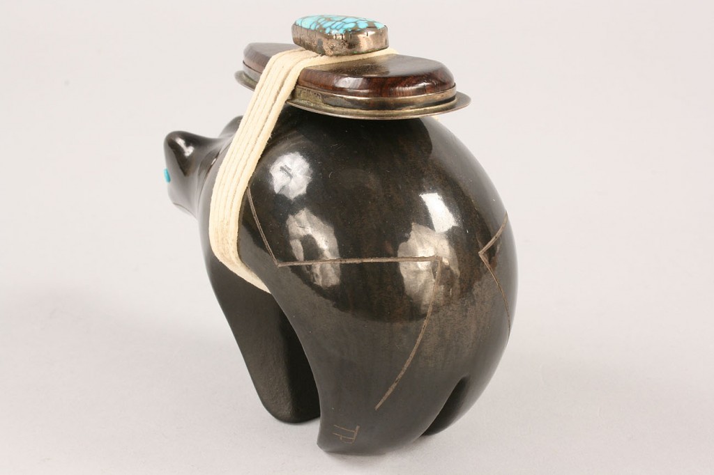 Lot 359: Black Bear pottery figural by Dora Tse Pe