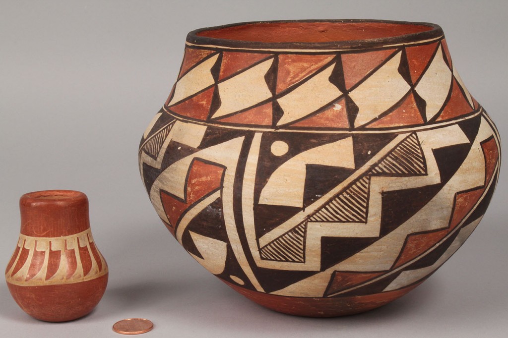 Lot 365: Acoma Pottery bowl and mini Pueblo vase