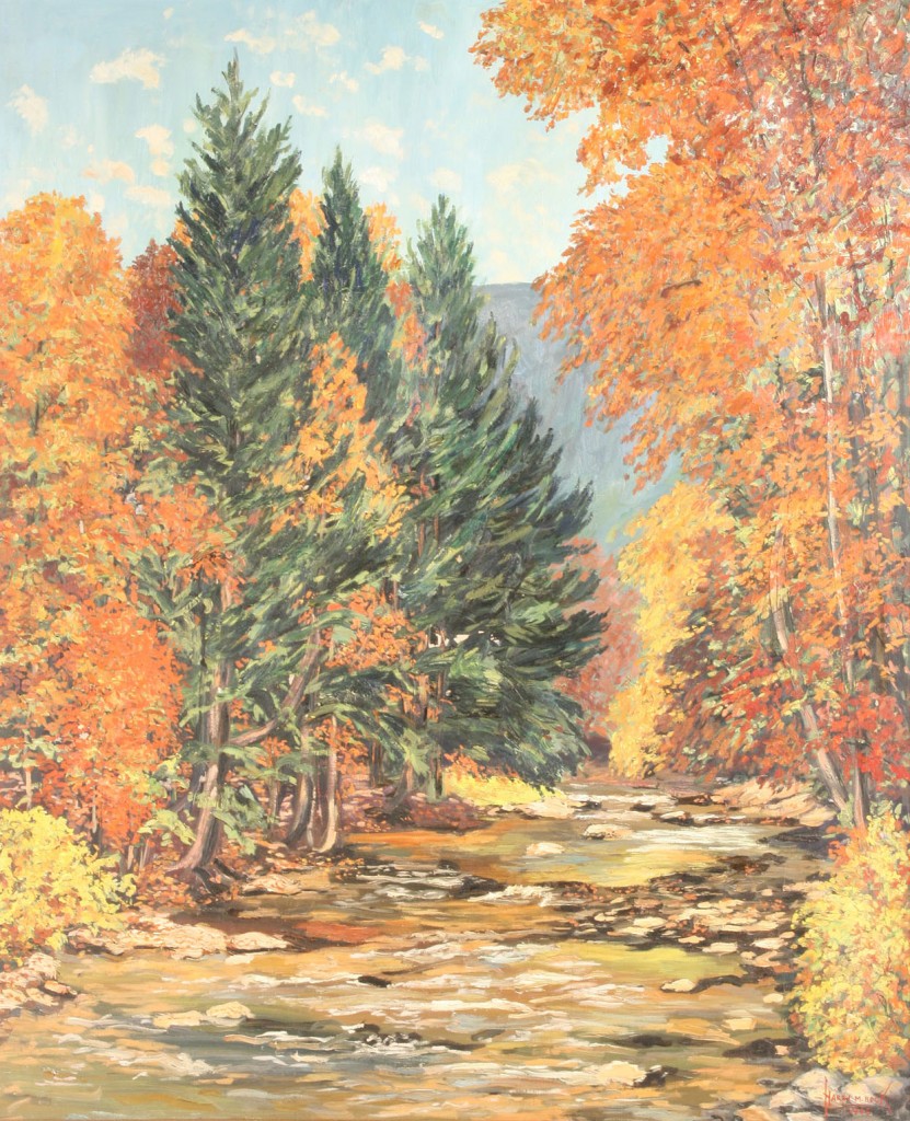 Lot 376: Harry Martin Book, oil on canvas, Autumn landscape