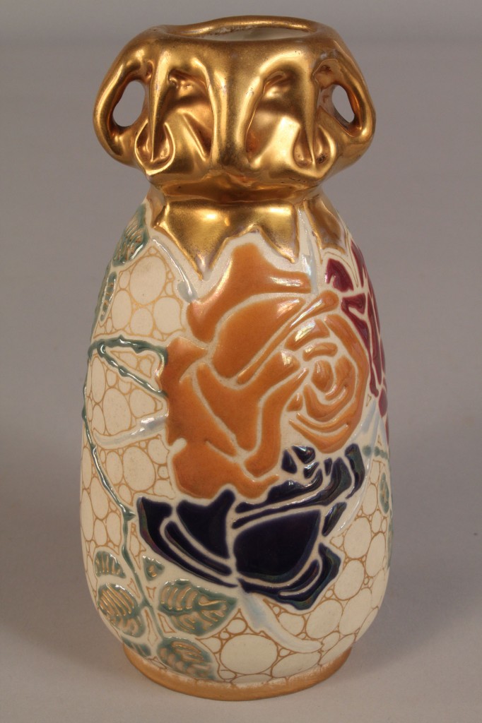 Lot 384: Amphora Vase with Carved Rose Decoration