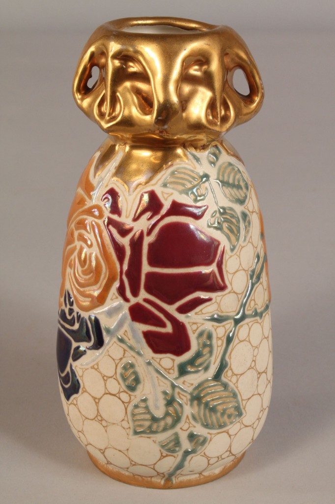 Lot 384: Amphora Vase with Carved Rose Decoration