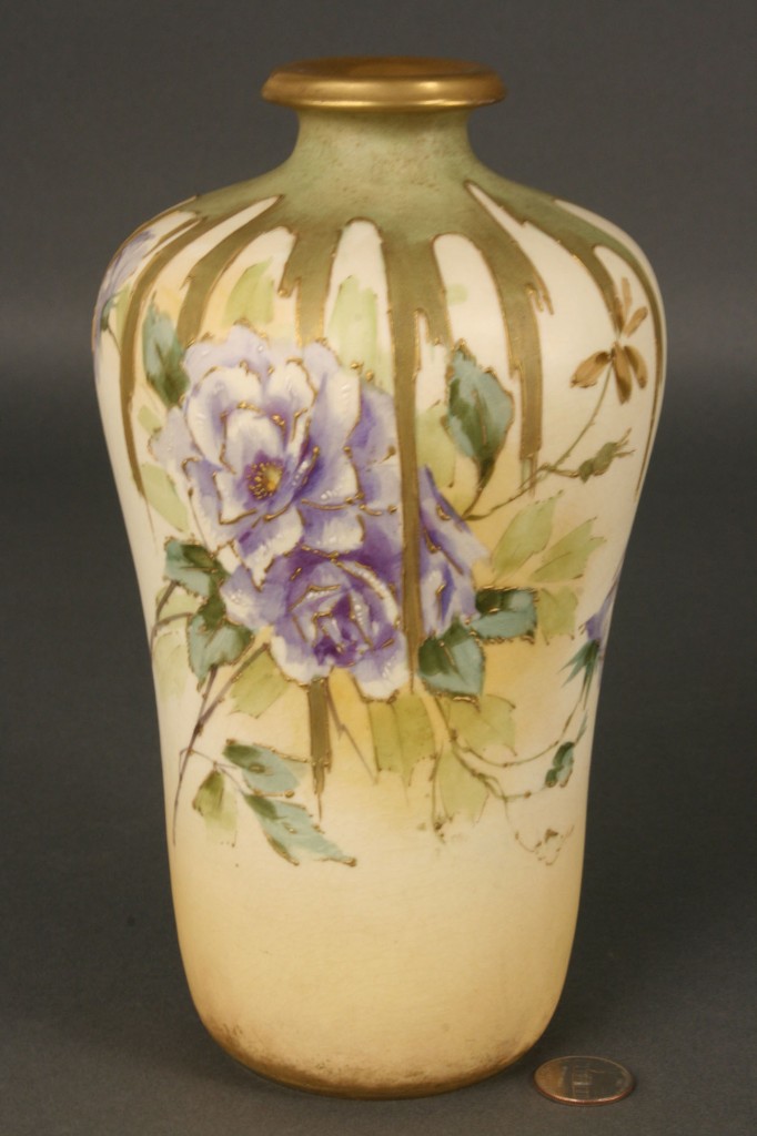 Lot 388: Amphora Vase with Blue Flowers