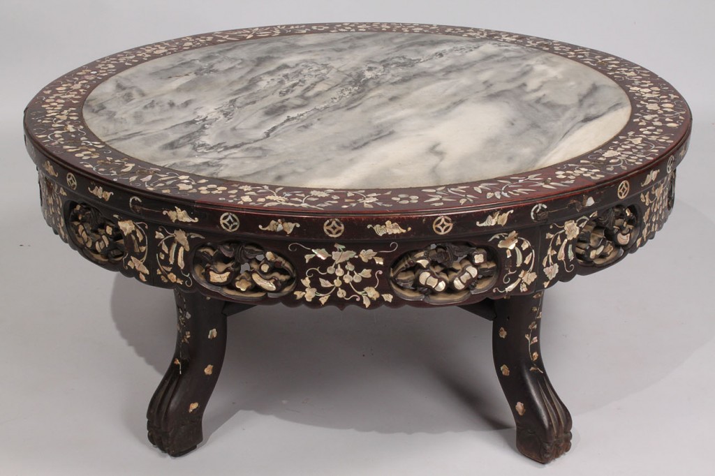 Lot 434: Oriental Rosewood Round Low Table