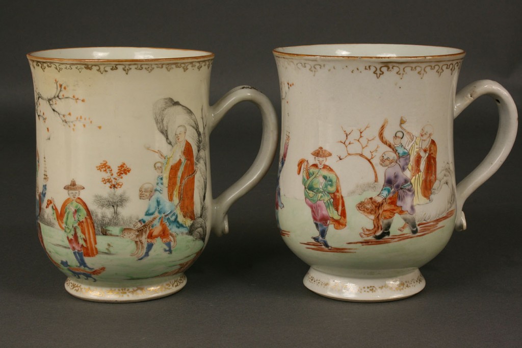 Lot 445: 2 Chinese Famille Rose Cider Jugs