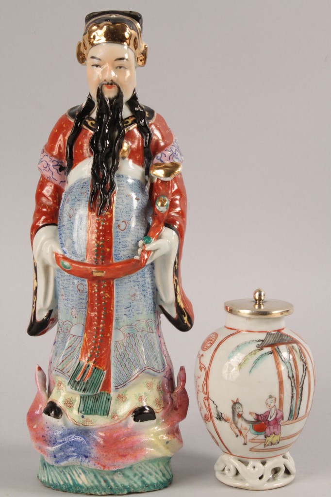 Lot 449: Chinese Ceramic Vase and Emperor Figure