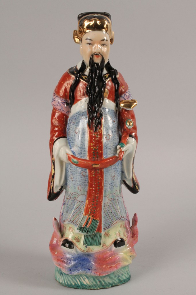 Lot 449: Chinese Ceramic Vase and Emperor Figure