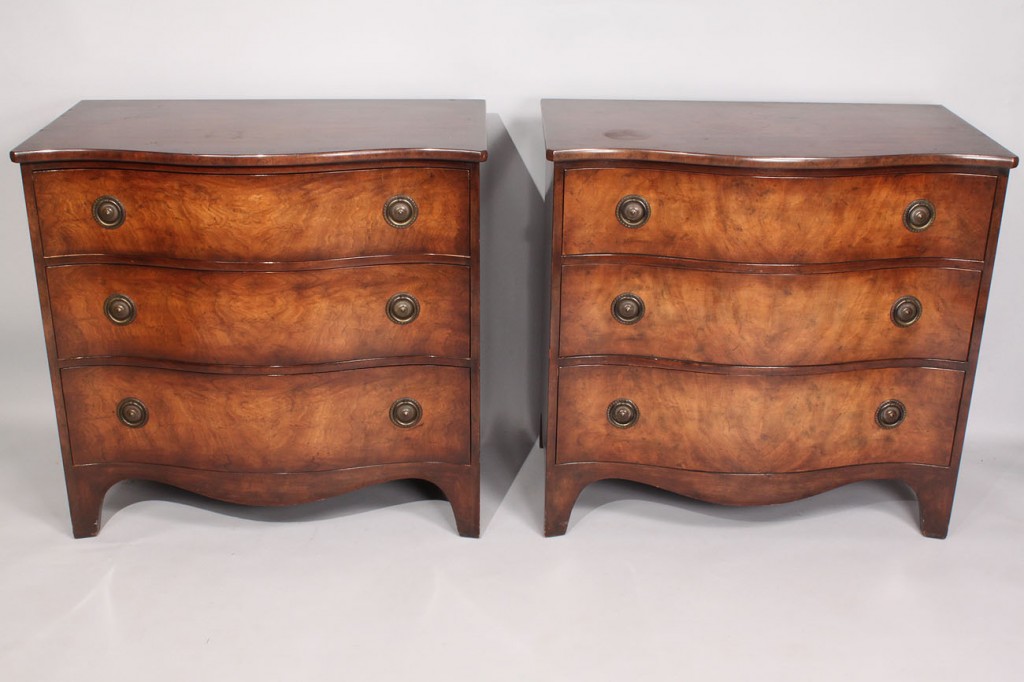 Lot 468: Pair of Serpentine Chests by Baker