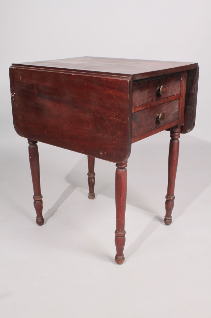 Lot 477: Cherry 2 drawer Drop Leaf Stand