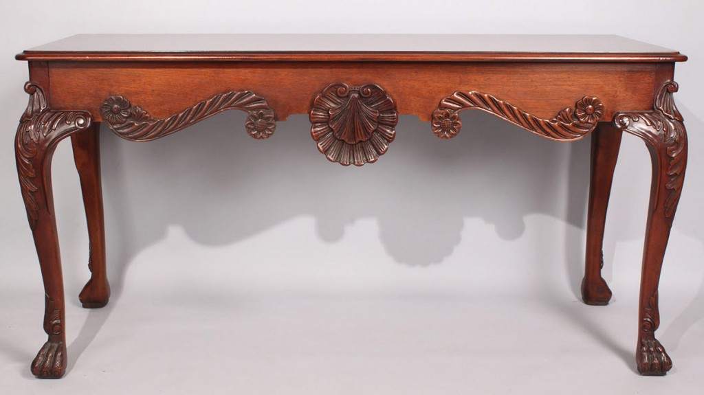 Lot 480: Baker Carved Mahogany Console Table