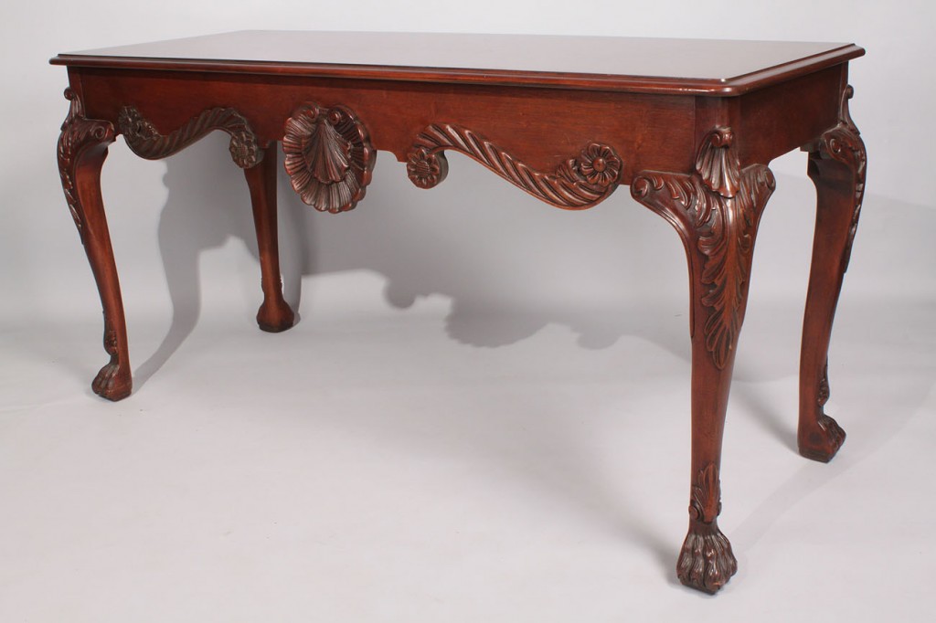 Lot 480: Baker Carved Mahogany Console Table