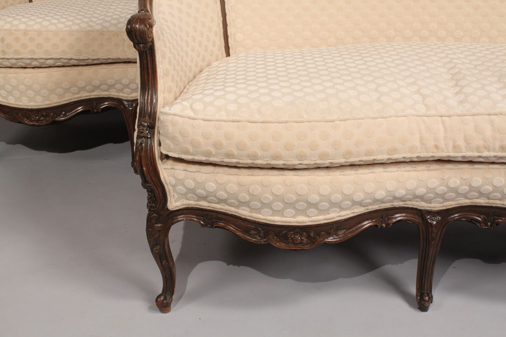 Lot 48: Pair of Louis XV Upholstered Settees, 19th century