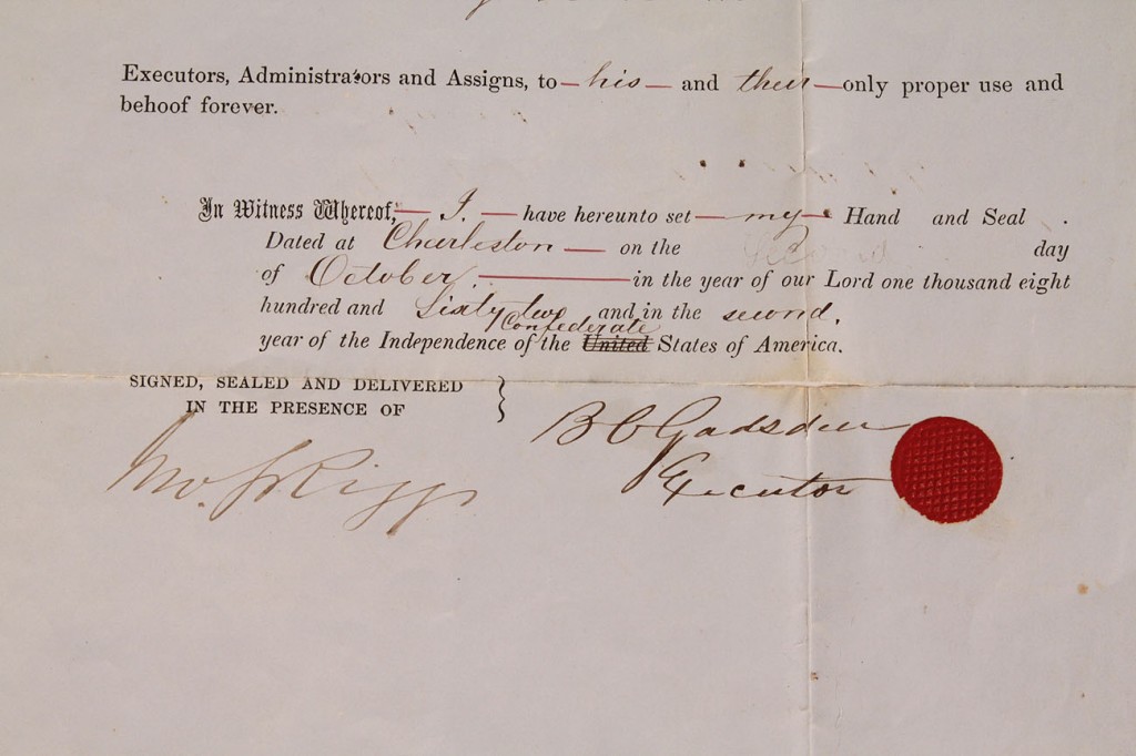 Lot 4: 1862 Confederate South Carolina Slave Document