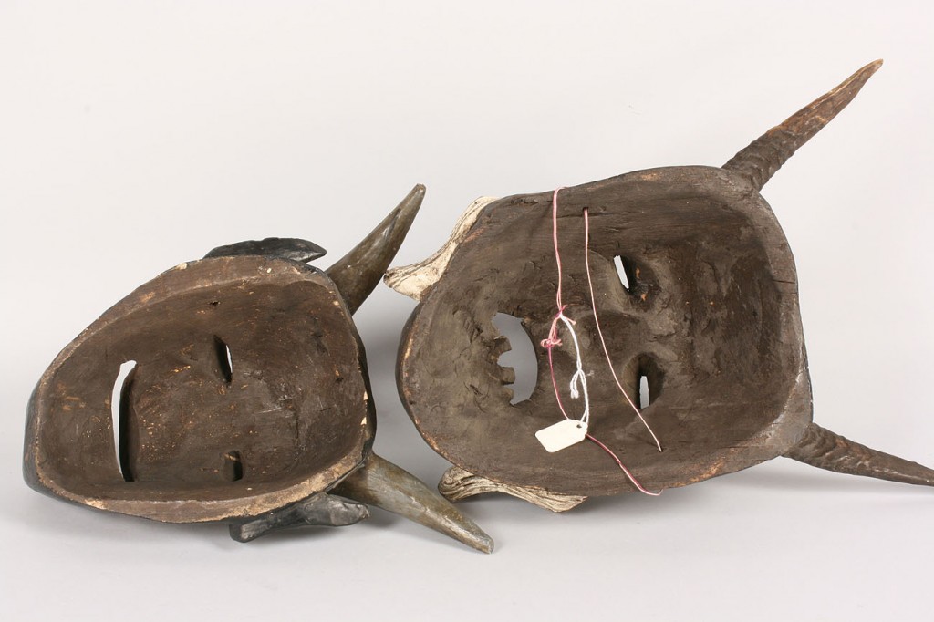 Lot 509: Pair of Mexican Folk Art Diablo masks, Black Devil