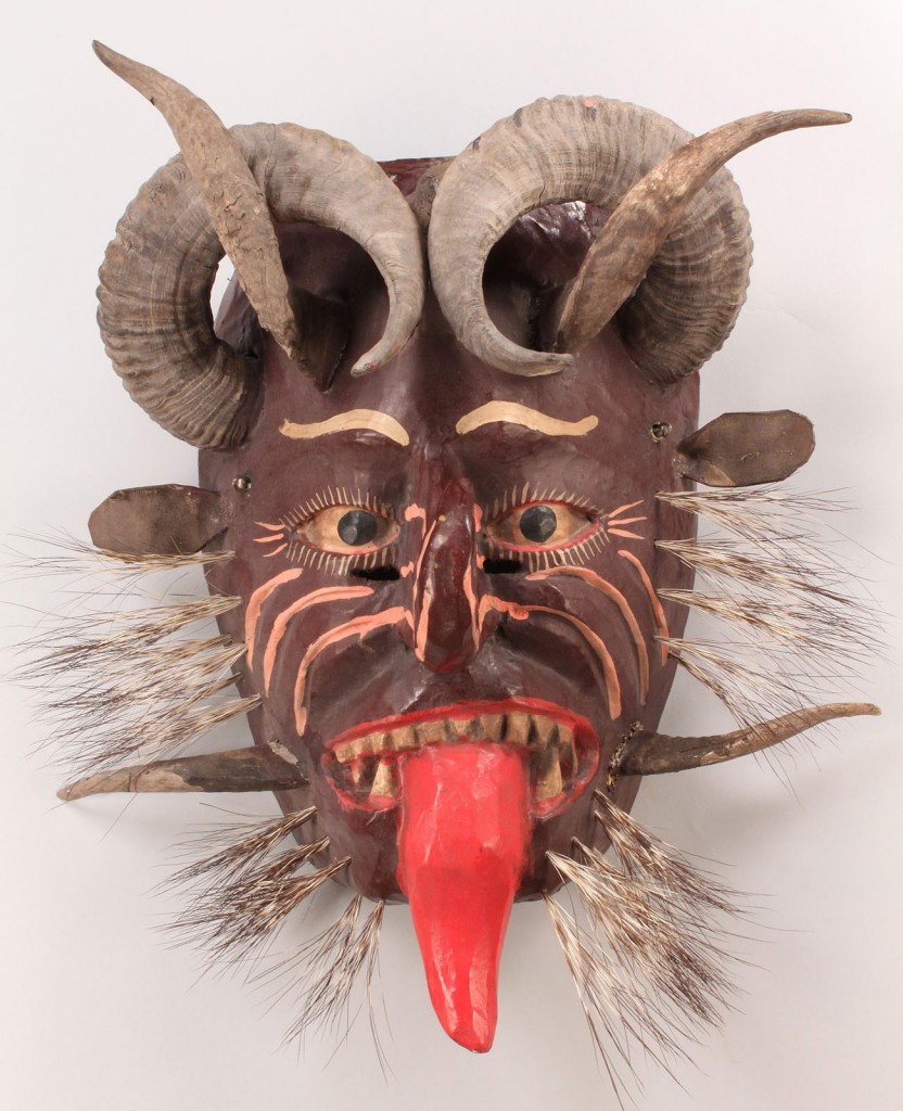 Lot 510: Mexican Folk Art Diablo mask, Large Devil Form