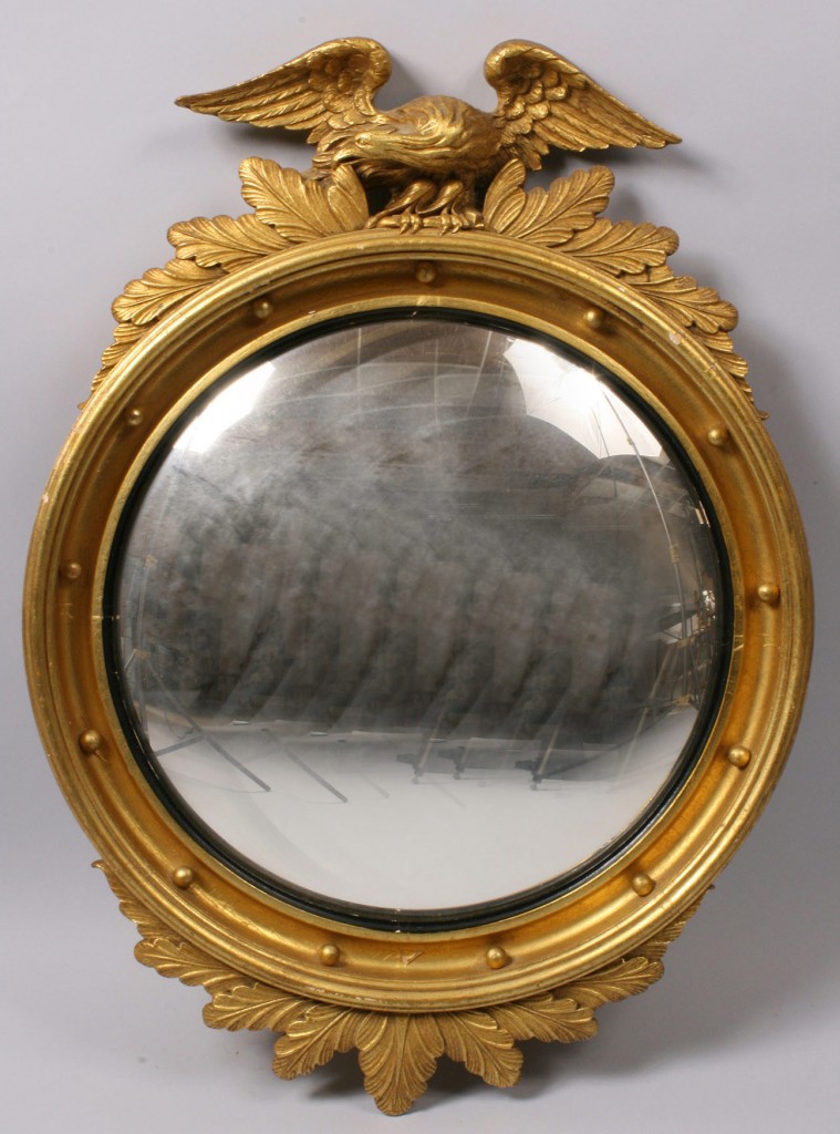 Lot 523: Two Federal Style Mirrors & Brass Lamp