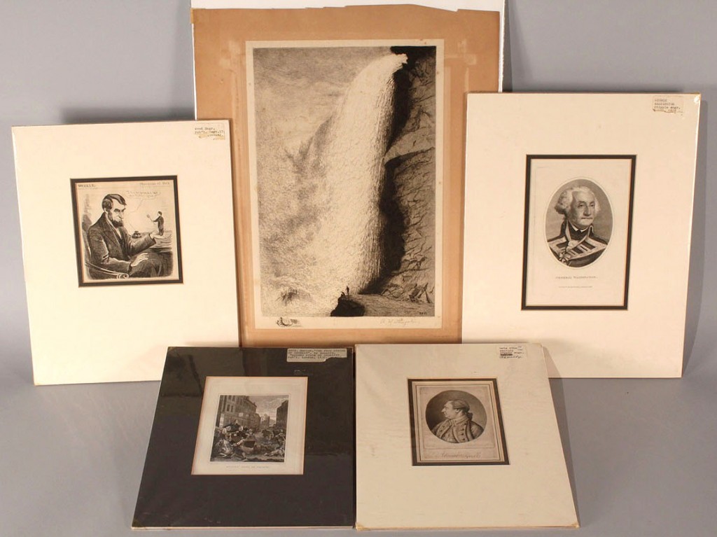 Lot 538: Lot of five etchings, two political