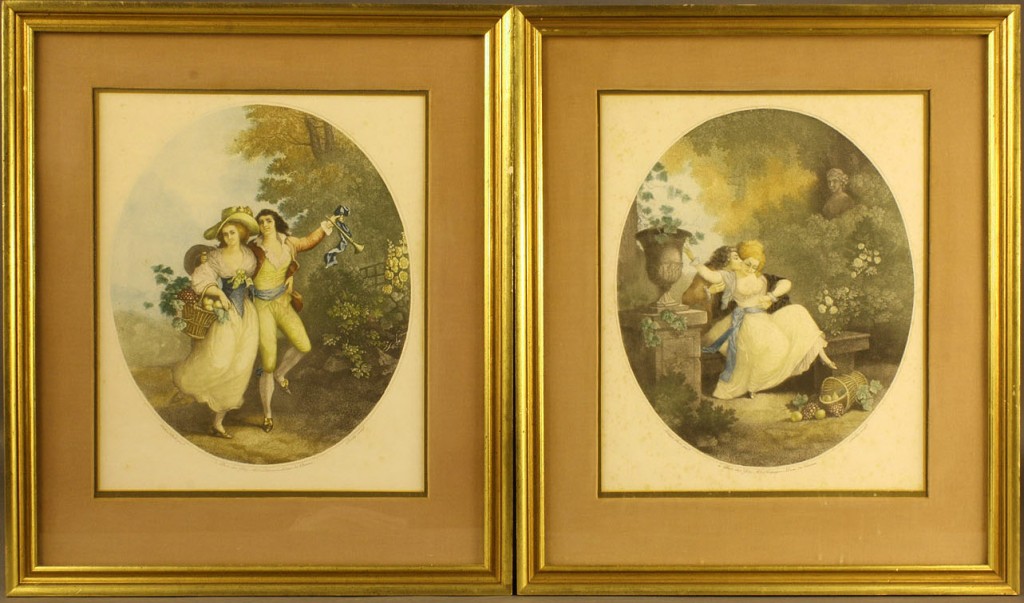 Lot 540: Pair of Colored Engravings, Levilly