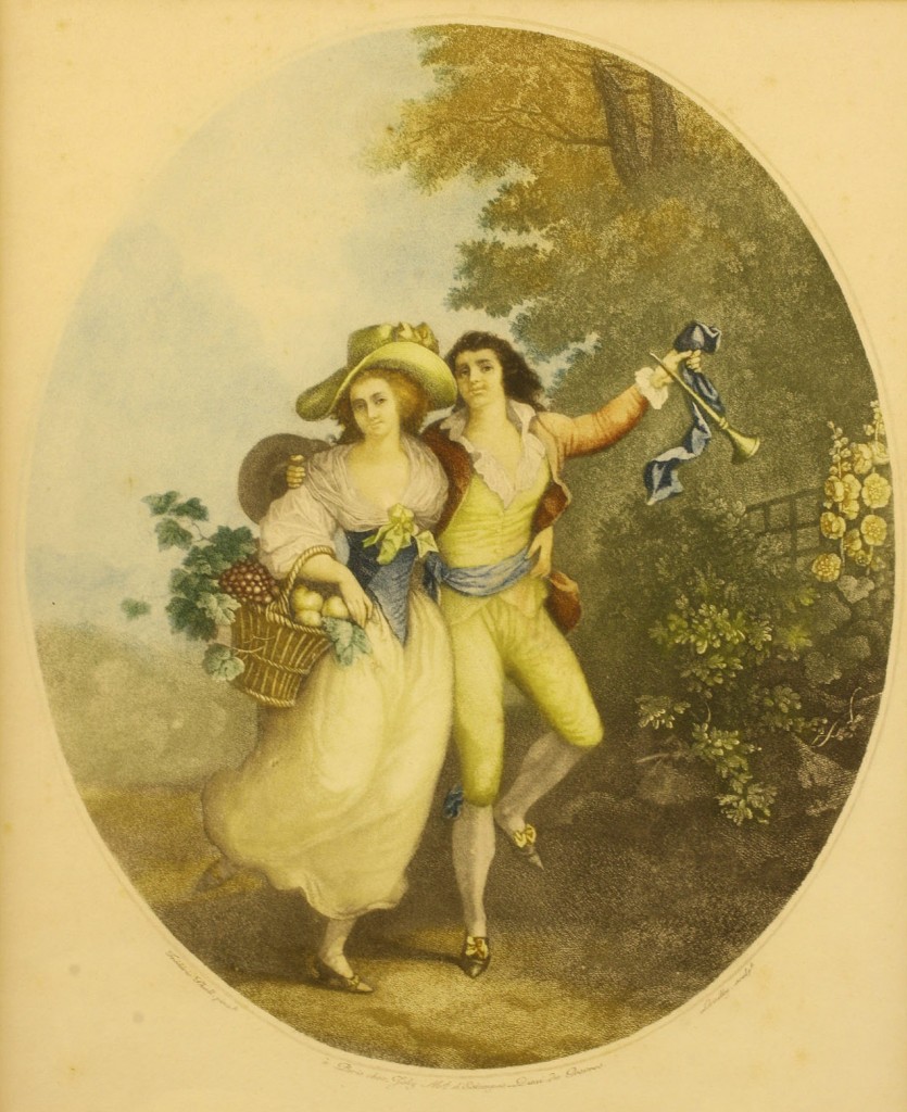 Lot 540: Pair of Colored Engravings, Levilly