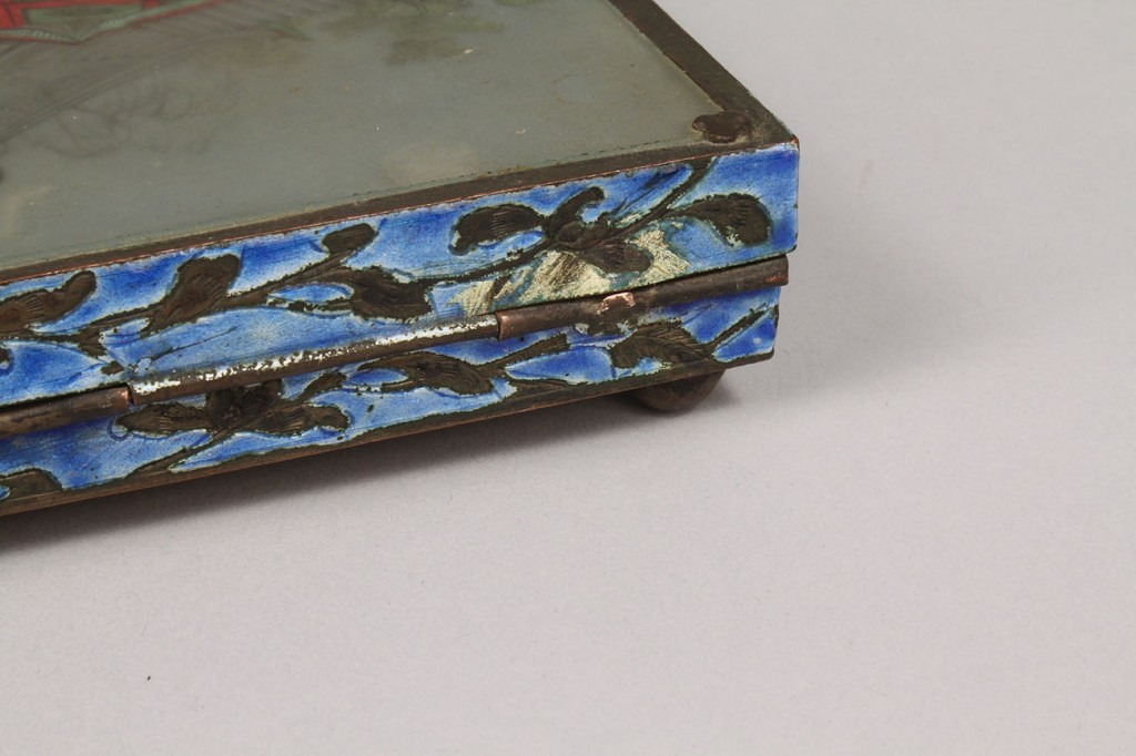 Lot 551: Asian reverse painted Glass Box & Porcelain Figure