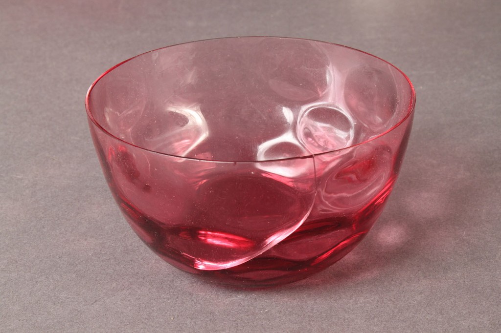 Lot 563: 20 pcs Cranberry Thumbprint Glass