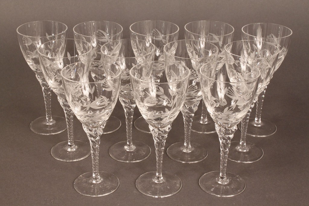 Lot 565: Set of 12 etched goblets