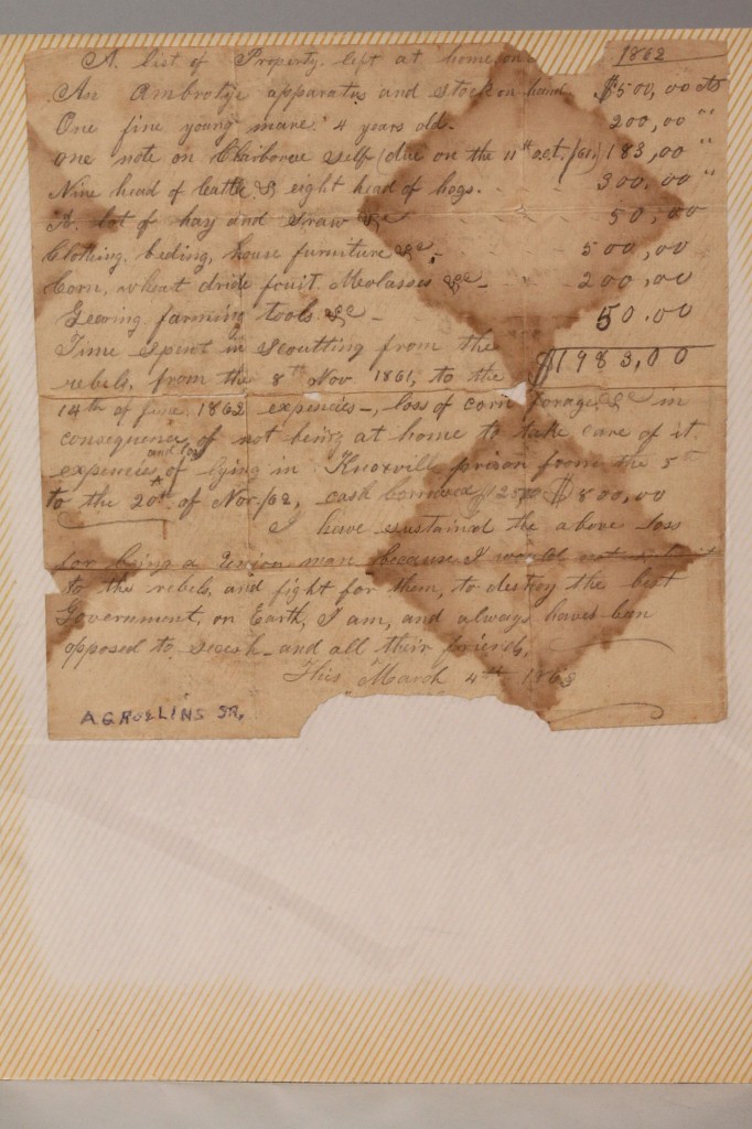Lot 5: East TN-related Documents, Civil War Era