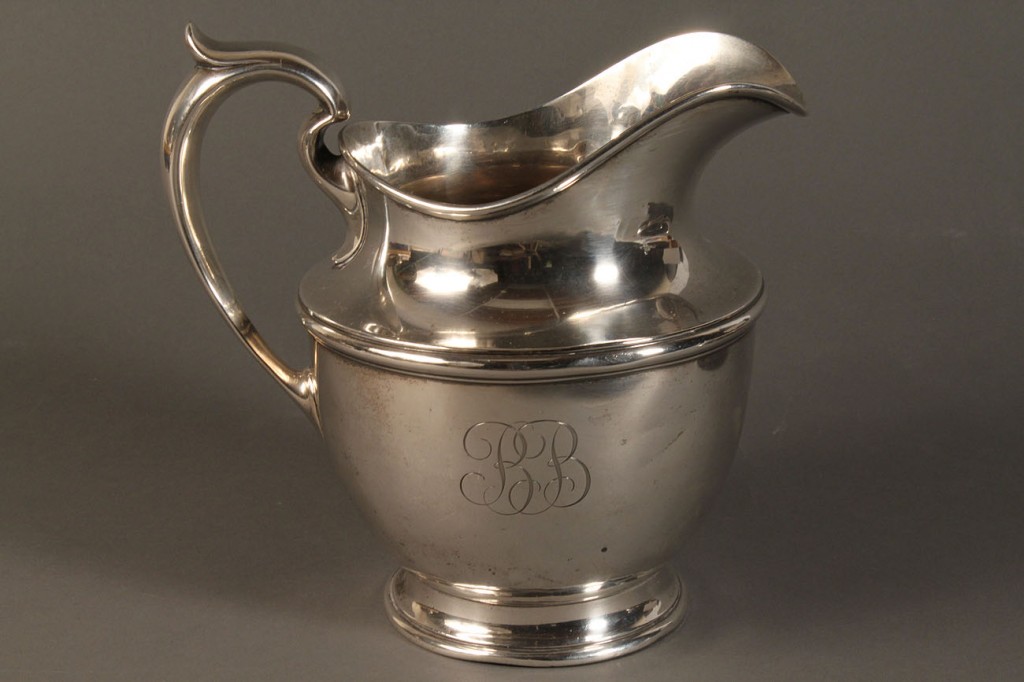 Lot 613: Gorham sterling pitcher and 2 plates