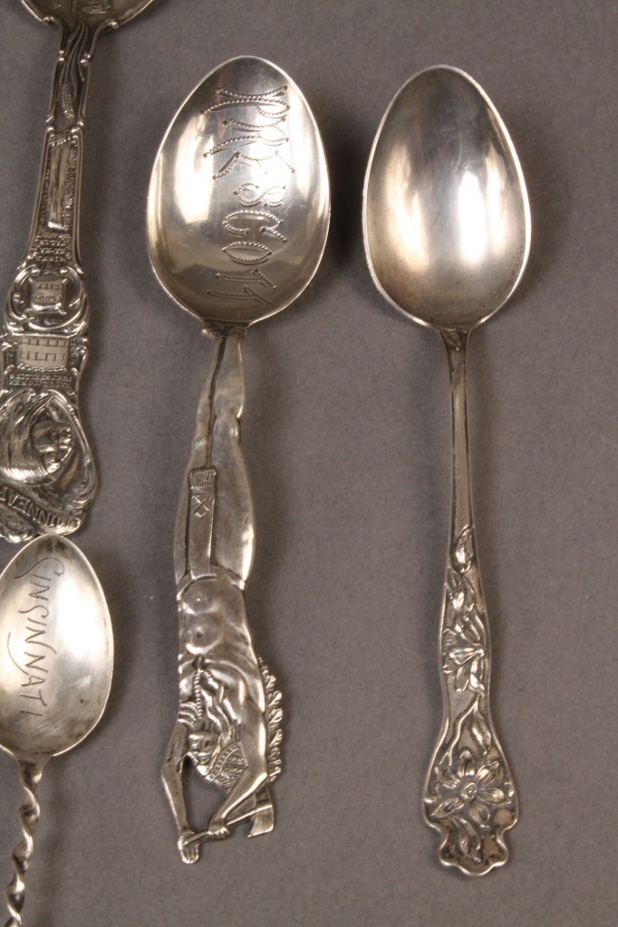 Lot 614: Sterling Silver souvenir spoons & teaspoons