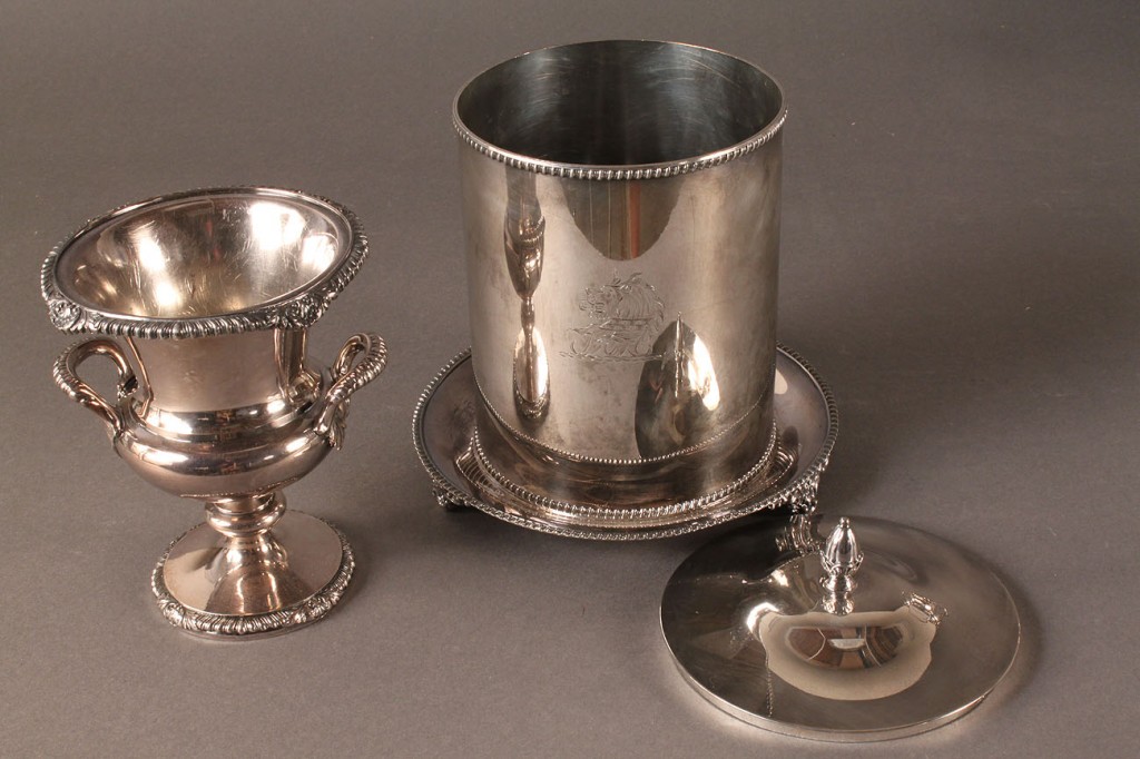 Lot 621: 3 Silverplated Items, incl. Hot Water Urn